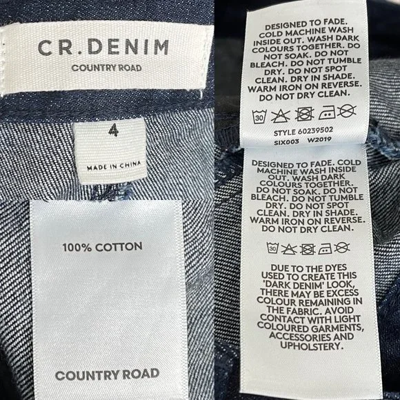 SOLD Country Road Blue Denim Straight Leg Jeans Size 4 - Picture 8 of 9